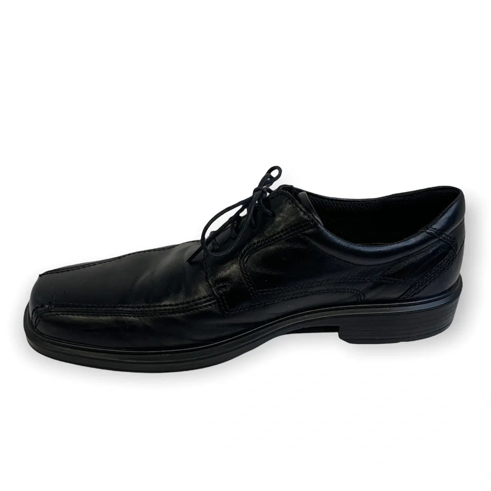 Ecco Oxford Black Leather Shock Point Lace Up Dress Shoes Size 46 EU/12 -12.5 US